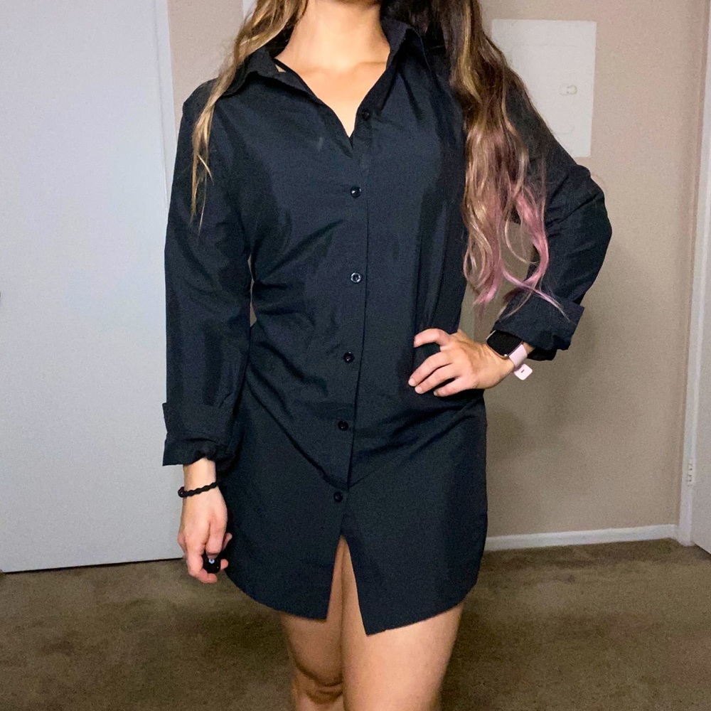 Boohoo Fitted waist shirt dress (petite)